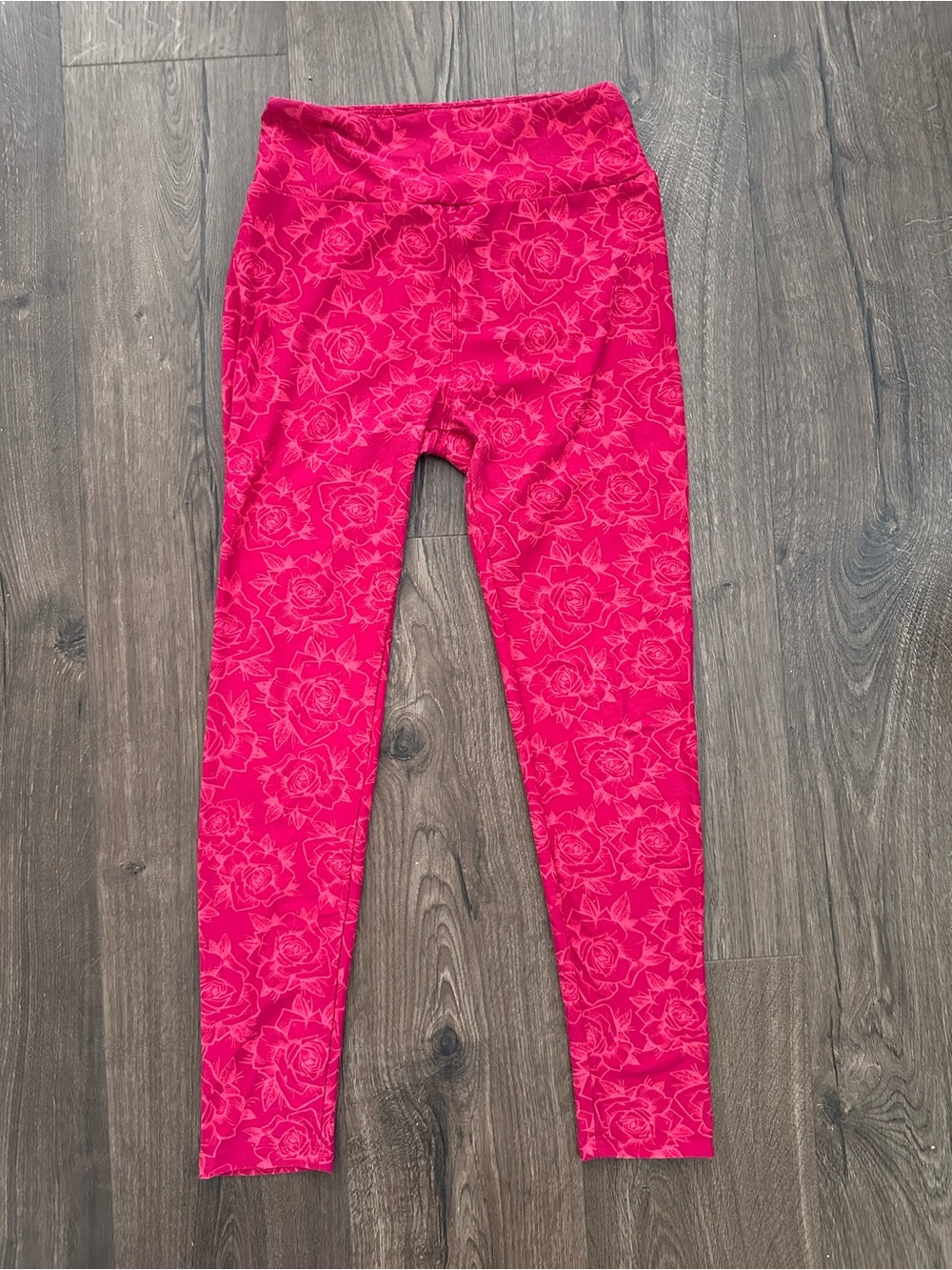 LuLaRoe Bright Red Floral Leggings